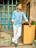 Blue Marble Cotton Linen Shirt