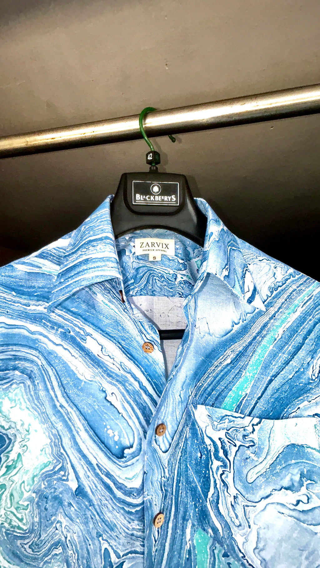 Blue Marble Cotton Linen Shirt