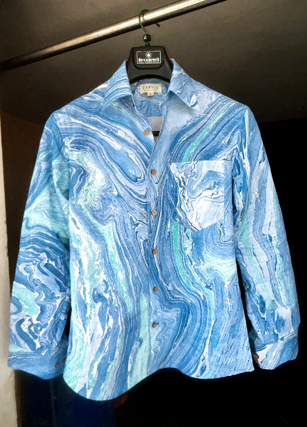 Blue Marble Cotton Linen Shirt