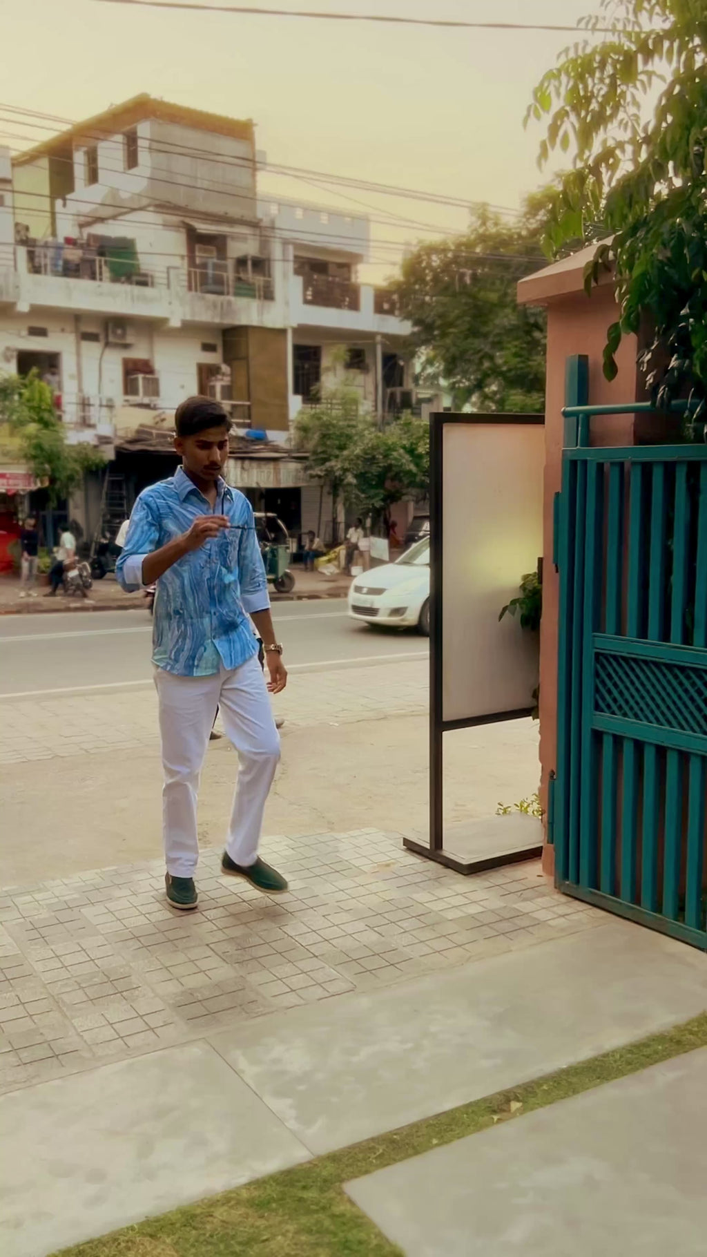 Blue Marble Cotton Linen Shirt